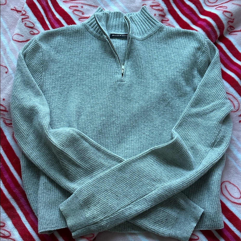 Gray Quarter-Zip Sweater